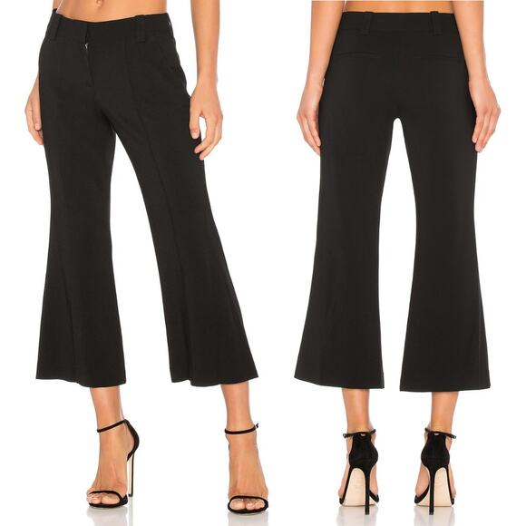 A.L.C. Felix Black Cropped Wide Leg Mid Rise Wool Blend Work Slacks Pants - Picture 1 of 10